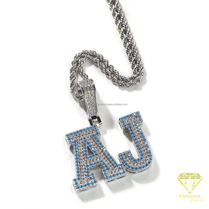 Fashion JAS <b>Name</b> Pendant Iced Out Moissanite Diamonds And Pink Stones 925 Sterling Silver Cuban <b>Chain</b> - Product Image 4