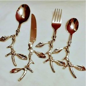 Juego de cubiertos de metal de diseño artesanal para pan y queso, para el hogar, hotel, restaurante, vajilla, servicio de catering, con mango dorado. - Product Image 5