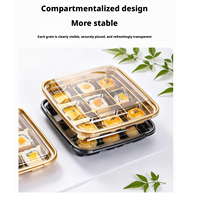 Boîte d'emballage jetable transparente en PET pour gâteaux de riz, contenants à compartiments pour plats à emporter, six, huit ou neuf compartiments disponibles