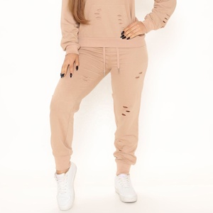 Hot Sale Custom Logo Winter <b>Lace</b> Flat Women's Straight Leg Joggers Drawstring Waist Heavyweight Fleece <b>Elastic</b> Jogger Pant - Product Image 5