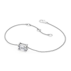 Bracelet chaîne solitaire en or rose 9 carats de qualité supérieure avec diamant de laboratoire taille émeraude 0,50 CTW - Product Image 4