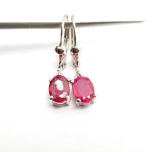 Boucles d'oreilles pendantes en rubis naturel, boucles d'oreilles solitaires en rubis, boucles d'oreilles ovales en rubis rouge, boucles d'oreilles rondes en rubis, cadeau pour elle - Product Image 3