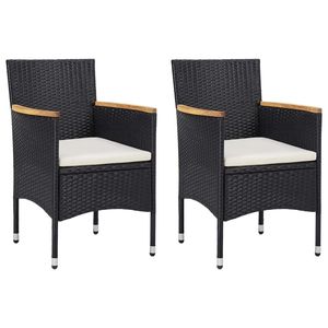 Set di 2 Sedie da Giardino in Polyrattan Nero, Dimensioni Standard - Product Image 1