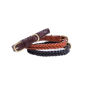 Collar de perro de cuero genuino hecho a mano exclusivo proveedor superior mayorista y fabricante tamaños disponibles diseño trenzado sólido - Product Image 4