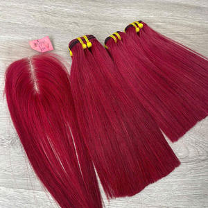 Extensions de cheveux vietnamiens soyeux et lisses pour femmes, prix de gros usine, qualité supérieure, couleur vin - Product Image 3
