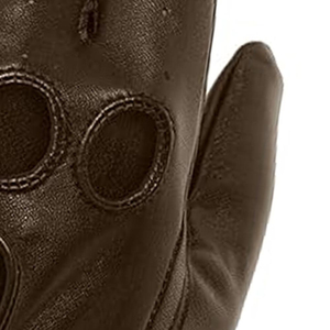 Guantes de Carreras Clásicos Retro de Cuero Marrón – Diseño Perforado Profesional – Prenda de Cuero Genuino de Grano Suave con Botón a Presión - Product Image 6
