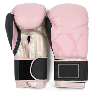 Gants de boxe en cuir PU à étiquette privée, nouvelle collection, rose et noir, avec rembourrage multicouche, soutien du poignet, meilleur fournisseur, marque personnalisée - Product Image 2