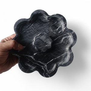 Bandeja Decorativa Redonda de Mármol Negro Zebra, con Forma Festoneada, Moderna, Segura, de Piedra Natural, para Servir, Decoración de Hogar de Lujo - Product Image 3