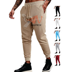 Cross-border Men's Summer Sports Casual Loose Breathable Solid Color Waffle Men's <b>Drawstring</b> <b>Trousers</b> - Product Image 4