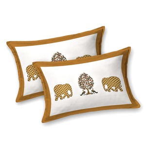 Gulmohar Premium <b>King</b> <b>Size</b> Cotton <b>Bed</b> <b>Sheet</b> <b>Set</b> Elephant Tree Pattern with Matching Pillow Covers - Product Image 3