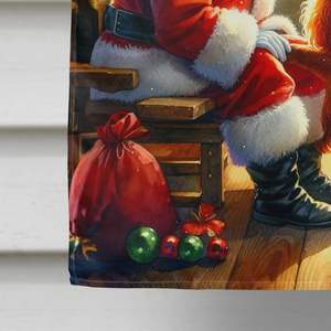 Setter irlandais père noël grand porche poteau décoratif cour bannière multicolore Polyester maison taille tenture murale illustration - Product Image 4