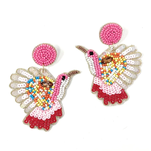 Meilleures boucles d'oreilles pendantes ANEES HANDICRAFTS pour femmes, motif oiseau, perles colorées, forme animale, classiques, cadeau de mariage, cristal - Product Image 1