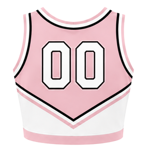 Haut court de cheerleading sans manches pour femme, col en V, rose poudré, blanc, noir, pour performance athlétique, uniforme d'équipe, compétition sportive - Product Image 2