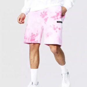 กางเกงขาสั้นย้อมสีแบบไทไดคุณภาพสูงสั่งทำขายส่ง ผ้าฝ้าย 100% สีชมพู ระบายอากาศได้ดีสำหรับฤดูร้อน กางเกงขาสั้นผู้ชายแบบไทได - Product Image 2