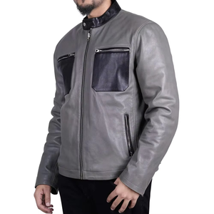 Chaquetas de Cuero al por Mayor con Logotipo Personalizado, Chaqueta de Cuero para Hombre con Bolsillos Delanteros Acolchados, Estilo Bomber, Tallas Grandes - Product Image 3