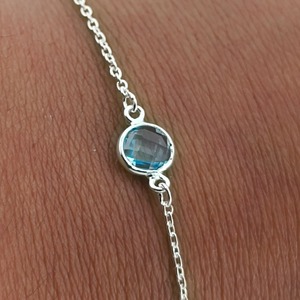 Blue Topaz Round Bracelet 925 Sterling Silver Handmade Promise Jewelry for Women gift for her December birthstone Jewelry - Product Image 3