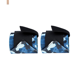Attelles de soutien élastiques pour poignets, motif camouflage bleu, réglables avec fermeture auto-agrippante, pour musculation et entraînement de force, protection unisexe de base, antidérapantes - Product Image 4