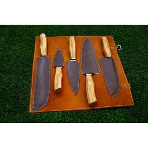 Professional 5-Piece Damascus Steel Handmade Chef Kitchen <b>Knives</b> Plastic Handles Drop Point <b>Blade</b> OEM Customizable-MS Enterprise - Product Image 5