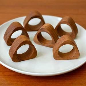 Handmade Wooden Serviette Holder Napkin Ring Set Natural Solid Wood Table Decor for Wedding Party - Product Image 3