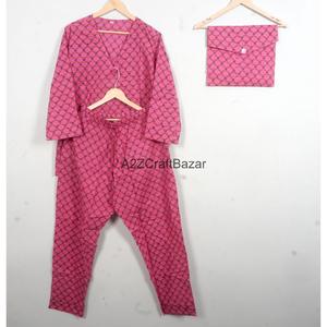 Conjunto de Pijama de Algodón para Mujer, Estampado Elegante, Manga Tres Cuartos, Cuello en V, Pantalones con Cintura Elástica, Ropa de Dormir de Verano - Product Image 3