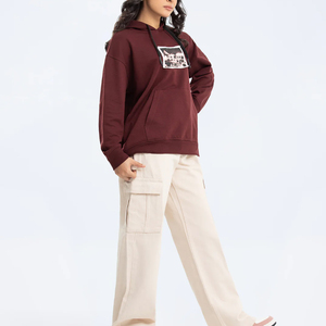 Sweat-shirt à capuche oversize pour femme, imprimé, avec poche avant, épaules tombantes, manches longues, décontracté, pour l'automne - Product Image 2