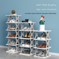 Range-chaussures pliable en plastique à monter soi-même, installation gratuite, organisateur de chaussures pliant à plusieurs niveaux pour la maison et la cuisine