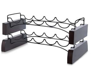 Porte-bouteilles à vin décoratif en fer avec roulettes, poignée de transport robuste en métal, style campagnard chic, capacité 3L, caisse à vin résistante à la rouille - Product Image 6