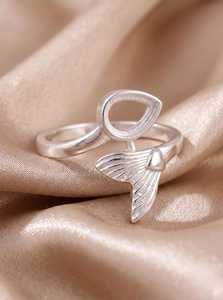 Base de anillo Cola de Ballena para piedra en forma de pera, estilo playa, inspirada en el océano, componente para joyería DIY, base de anillo de verano - Product Image 4