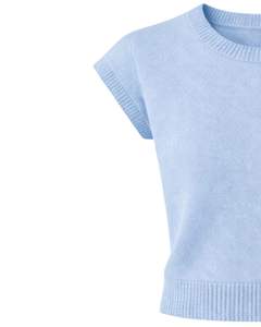 Suéter de Punto sin Mangas para Mujer, Color Azul Cielo, Personalizado, Suave y Ligero, Cuello Redondo, Informal, Chaleco de Verano, Elegante y Moderno - Product Image 4