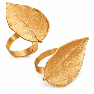 Anillo de Servilleta de Metal con Hoja de Oro de Lujo, Decoración Elegante para Mesa en Bodas, Navidad y Cenas Festivas - Product Image 1