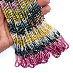 Perles Rondelles Multicolores en Saphir Facetté 3-3,5 MM, Perles de Saphir Naturel Arc-en-ciel, Fil de 16 Pouces, Prix de Gros - Product Image 4