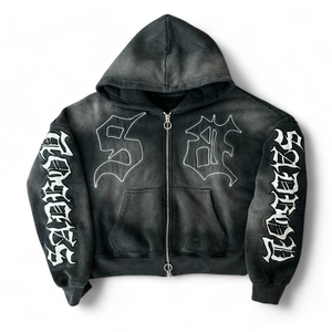 Sudadera con capucha de algodón 100% de alta calidad con cremallera, color liso, bolsillo con estampado personalizado, estilo casual de invierno, totalmente desgastada, nueva tendencia de moda 2026 - Product Image 1