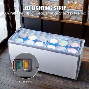 Congelatore a pozzetto commerciale da 20 piedi cubi, mobile, con coperchio in vetro, per gelateria e ristoranti, espositore refrigerato per gelato - Product Image 5
