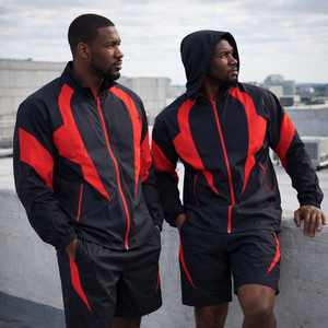 Custom Logo Streetwear Breathable <b>Men's</b> Nylon Zip up <b>Jacket</b> and Shorts Sets Two Piece Windbreaker Tracksuit Set <b>Men</b> - Product Image 5