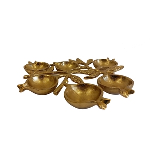 Ensemble de 3 bols décoratifs en métal doré en forme de fleur, support pour fruits secs, centre de table pour salle à manger ou salon - Product Image 4