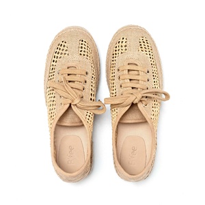 Alpargatas con cordones trenzados de yute OEM ODM con forro de rafia transpirable, zapatos planos informales naturales para mujer para la comodidad de Primavera/Verano - Product Image 1