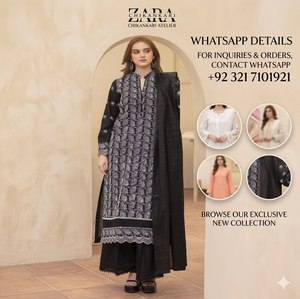 Ensemble de 3 pièces MIRAKHI pour femme : chemise brodée Chickenkari en tissu Lawn avec dupatta en tissu slub tubulaire – Robes pakistanaises en gros - Product Image 5