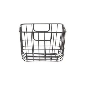 Luxury Black Coated Metal <b>Wire</b> <b>Storage</b> <b>Basket</b> With Handles Rectangular Iron Organizer Bin <b>For</b> Kitchen Laundry And Home - Product Image 6