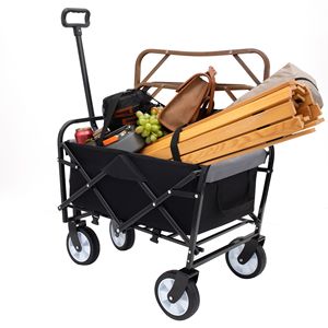 Carro de carro plegable Ruedas todo terreno Soporta 225lbs Deportes Jardinería Pesca Camping Compras Utilidad Comestibles - Product Image 1