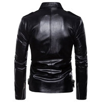 Nouvelle veste de baseball unisexe élégante en cuir PU pour l'hiver, col montant, logo sur le devant