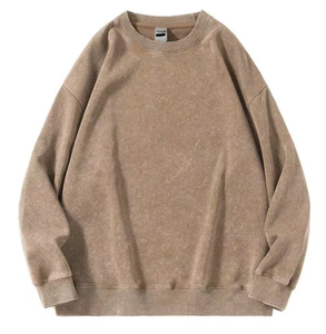 <b>Acid</b> Wash Crewneck Sweatshirt Oversized Boxy Fit OEM Custom Made Logo Men's Vintage <b>Drop</b> Shoulder Unisex Pullover 100% Cotton - Product Image 5