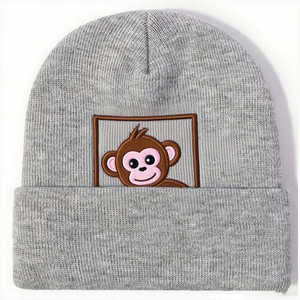 New Custom Classic Knitted 100% <b>Wool</b> Unisex Winter <b>Beanie</b> with Button & Bow - Product Image 5