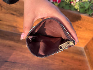Nouvelle vente chaude à la main en cuir véritable gaufré marron Floral Double fermeture éclair Mini portefeuille pour femmes Vintage pochette en cuir de vachette - Product Image 3