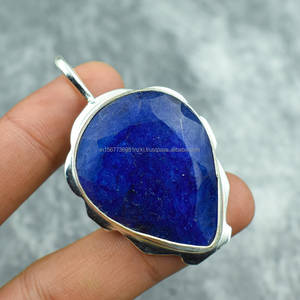 Colgante de Plata de Ley 925, joyería de piedras preciosas de zafiro azul, colgante único hecho a mano, joyería de plata, regalo para ella - Product Image 4