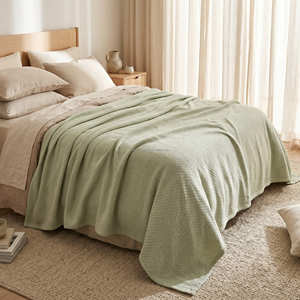 White Cotton Bed <b>Blanket</b> <b>for</b> Clean Minimalist Bedding Décor and Hospitality Home Textile Programs - Product Image 5