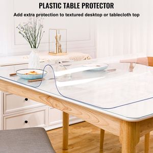 Disposable Clear <b>Table</b> <b>Cover</b> Protector 96"x46" 2mm Thick Desk Pad for Dining Room - Product Image 5