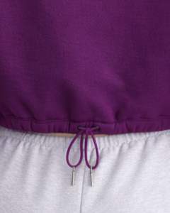 Sudadera con capucha de forro polar personalizada, color ciruela, con cremallera de cuarto, bolsillo canguro, dobladillo con cordón ajustable, estilo casual urbano, cálida, para mujer - Product Image 4