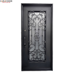 Portes en verre en fonte forgée rétro de luxe personnalisées, antivol, en acier inoxydable, extérieur de villa, étanches, découpe CNC en métal - Product Image 2