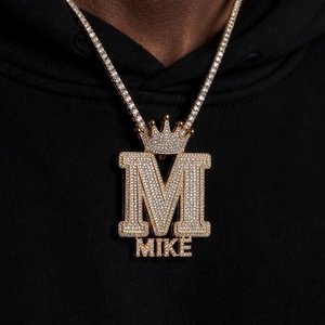 Collier Pendentif Personnalisé avec Nom Sertie de Diamants Moissanite Style Hip Hop Bling pour Hommes - Product Image 5