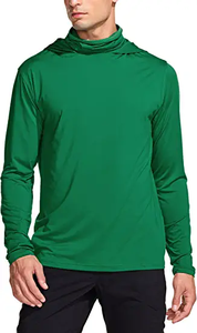 เสื้อตกปลาแขนยาวสีเขียวสำหรับผู้ชาย UPF 50 ป้องกันรังสียูวี สีพื้น ผ้าสแปนเด็กซ์ โพลีเอสเตอร์ ไร้ตะเข็บ - Product Image 5